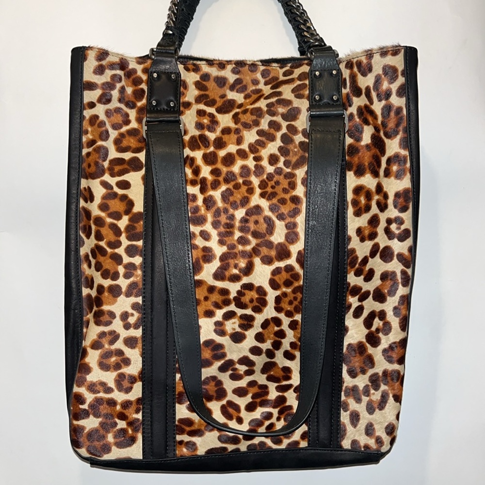 Ash leopard-print haircalf leather purse